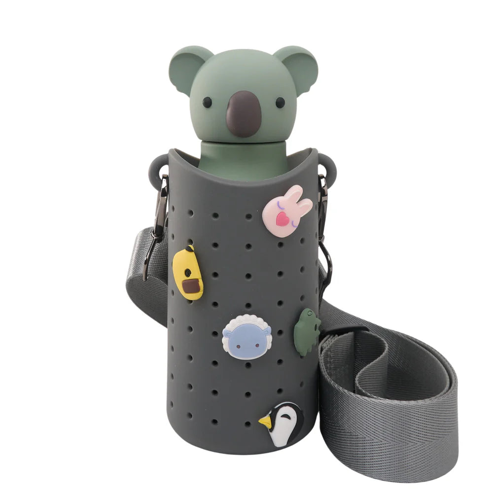 Asobu Bestie Sling smoke grey adjustable nylon bottle carrier with 5 charms Singapore